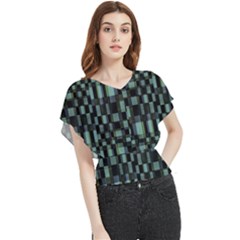 Dark Geometric Pattern Design Butterfly Chiffon Blouse