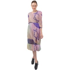 Israel Ruffle End Midi Chiffon Dress