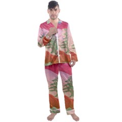 Lebanon Men s Long Sleeve Satin Pajamas Set by AwesomeFlags