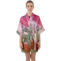 Lebanon Half Sleeve Satin Kimono  by AwesomeFlags