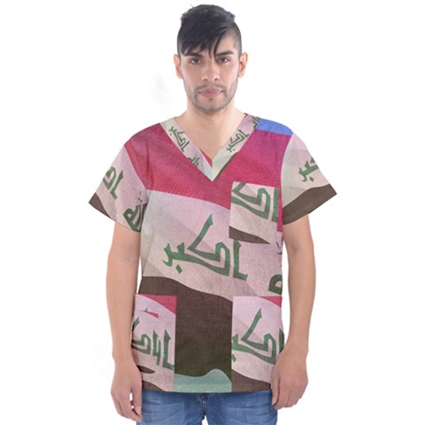 Iraq Men s V-neck Scrub Top by AwesomeFlags