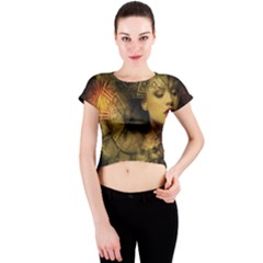 Surreal Steampunk Queen From Fonebook Crew Neck Crop Top by 2853937