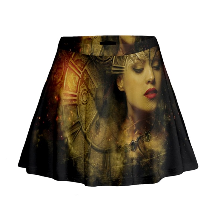 Surreal Steampunk Queen From Fonebook Mini Flare Skirt