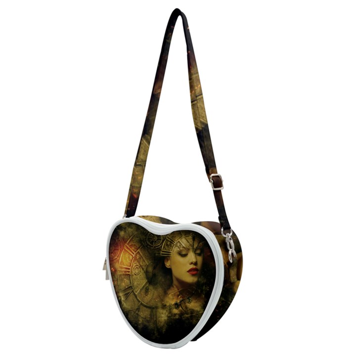 Surreal Steampunk Queen From Fonebook Heart Shoulder Bag