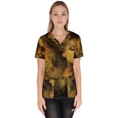 Surreal Steampunk Queen From Fonebook Women s V-neck Scrub Top by 2853937