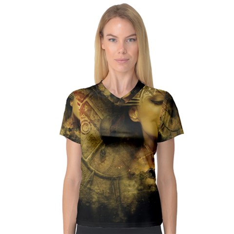 Surreal Steampunk Queen From Fonebook V-neck Sport Mesh Tee by 2853937