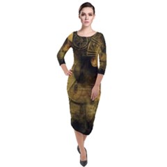 Surreal Steampunk Queen From Fonebook Quarter Sleeve Midi Velour Bodycon Dress by 2853937