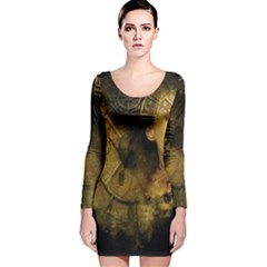 Surreal Steampunk Queen From Fonebook Long Sleeve Velvet Bodycon Dress