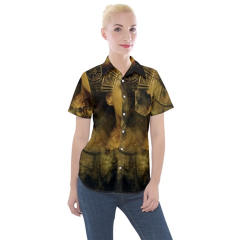 Surreal Steampunk Queen From Fonebook Women s Short Sleeve Pocket Shirt by 2853937