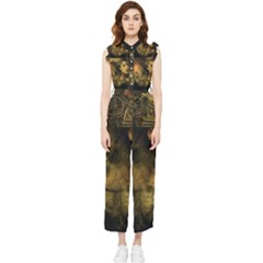 Surreal Steampunk Queen From Fonebook Women s Frill Top Jumpsuit by 2853937