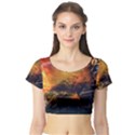 Tiger King In A Fantastic Landscape From Fonebook Short Sleeve Crop Top View1