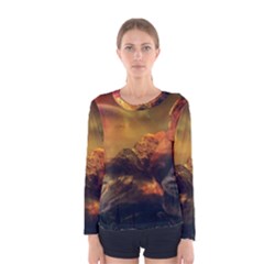 Tiger King In A Fantastic Landscape From Fonebook Women s Long Sleeve Tee