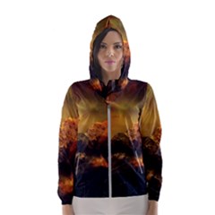 Tiger King In A Fantastic Landscape From Fonebook Women s Hooded Windbreaker