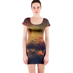 Tiger King In A Fantastic Landscape From Fonebook Short Sleeve Bodycon Dress