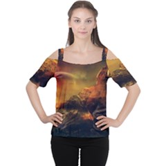 Tiger King In A Fantastic Landscape From Fonebook Cutout Shoulder Tee