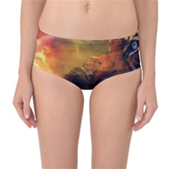 Tiger King In A Fantastic Landscape From Fonebook Mid-Waist Bikini Bottoms