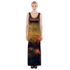 Tiger King In A Fantastic Landscape From Fonebook Thigh Split Maxi Dress