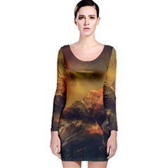 Tiger King In A Fantastic Landscape From Fonebook Long Sleeve Velvet Bodycon Dress