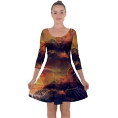 Tiger King In A Fantastic Landscape From Fonebook Quarter Sleeve Skater Dress