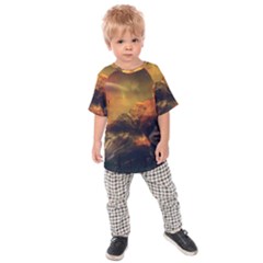 Tiger King In A Fantastic Landscape From Fonebook Kids  Raglan Tee