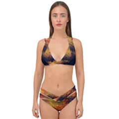 Tiger King In A Fantastic Landscape From Fonebook Double Strap Halter Bikini Set