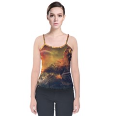 Tiger King In A Fantastic Landscape From Fonebook Velvet Spaghetti Strap Top by 2853937