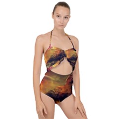 Tiger King In A Fantastic Landscape From Fonebook Scallop Top Cut Out Swimsuit by 2853937