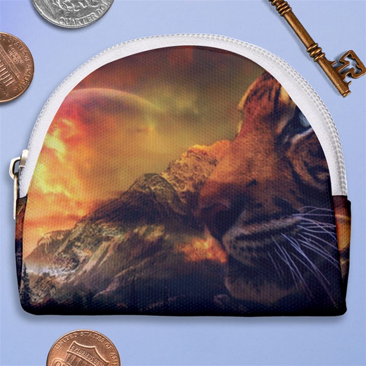 Tiger King In A Fantastic Landscape From Fonebook Horseshoe Style Canvas Pouch