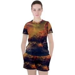 Tiger King In A Fantastic Landscape From Fonebook Women s Tee and Shorts Set