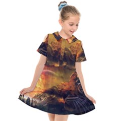 Tiger King In A Fantastic Landscape From Fonebook Kids  Short Sleeve Shirt Dress by 2853937