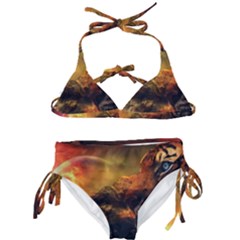 Tiger King In A Fantastic Landscape From Fonebook Kids  Classic Bikini Set