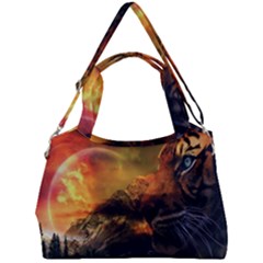 Tiger King In A Fantastic Landscape From Fonebook Double Compartment Shoulder Bag by 2853937