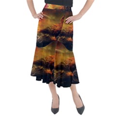 Tiger King In A Fantastic Landscape From Fonebook Midi Mermaid Skirt