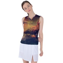 Tiger King In A Fantastic Landscape From Fonebook Women s Sleeveless Sports Top