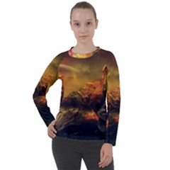 Tiger King In A Fantastic Landscape From Fonebook Women s Long Sleeve Raglan Tee