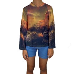 Tiger King In A Fantastic Landscape From Fonebook Kids  Long Sleeve Swimwear by 2853937