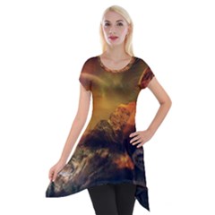 Tiger King In A Fantastic Landscape From Fonebook Short Sleeve Side Drop Tunic by 2853937