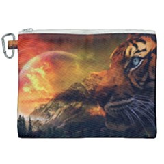 Tiger King In A Fantastic Landscape From Fonebook Canvas Cosmetic Bag (xxl) by 2853937