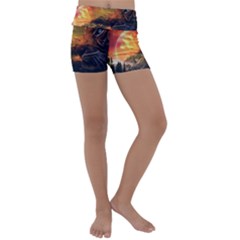 Tiger King In A Fantastic Landscape From Fonebook Kids  Lightweight Velour Yoga Shorts by 2853937