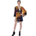 Tiger King In A Fantastic Landscape From Fonebook V-Neck Flare Sleeve Mini Dress View1