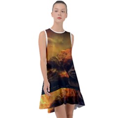 Tiger King In A Fantastic Landscape From Fonebook Frill Swing Dress