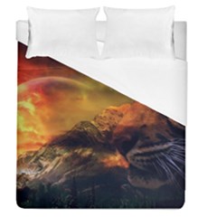 Tiger King In A Fantastic Landscape From Fonebook Duvet Cover (queen Size) by 2853937