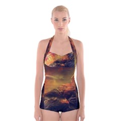 Tiger King In A Fantastic Landscape From Fonebook Boyleg Halter Swimsuit  by 2853937