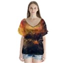 Tiger King In A Fantastic Landscape From Fonebook V-Neck Flutter Sleeve Top View1