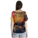 Tiger King In A Fantastic Landscape From Fonebook V-Neck Flutter Sleeve Top View2