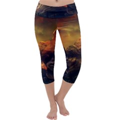 Tiger King In A Fantastic Landscape From Fonebook Capri Yoga Leggings by 2853937