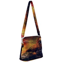 Tiger King In A Fantastic Landscape From Fonebook Zipper Messenger Bag by 2853937