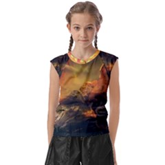 Tiger King In A Fantastic Landscape From Fonebook Kids  Raglan Cap Sleeve Tee by 2853937