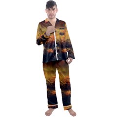 Tiger King In A Fantastic Landscape From Fonebook Men s Long Sleeve Satin Pajamas Set by 2853937