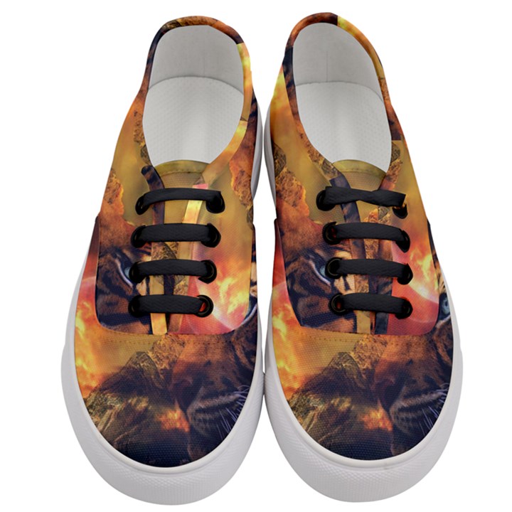 Tiger King In A Fantastic Landscape From Fonebook Women s Classic Low Top Sneakers